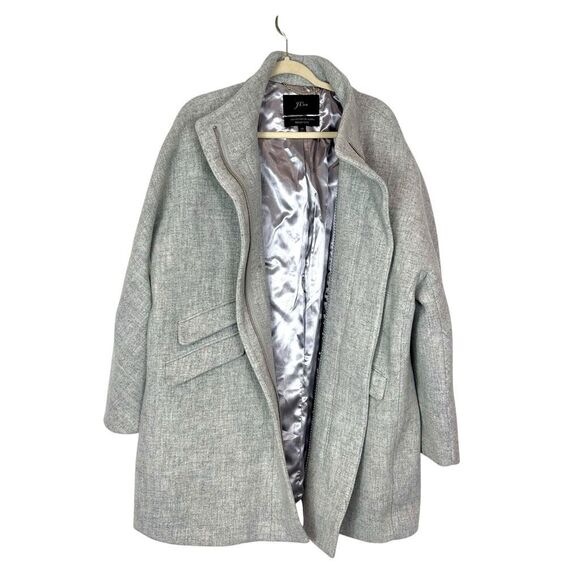 J. Crew Cocoon Coat Womens Sz 20 Gray Italian Stadium Cloth Wool Blend Full Zip - Picture 3 of 16